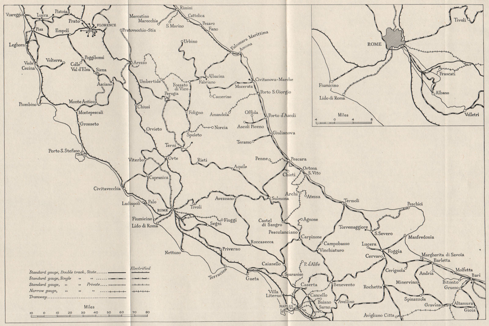 CENTRAL ITALY. Railways. WW2 ROYAL NAVY INTELLIGENCE MAP 1945 old vintage